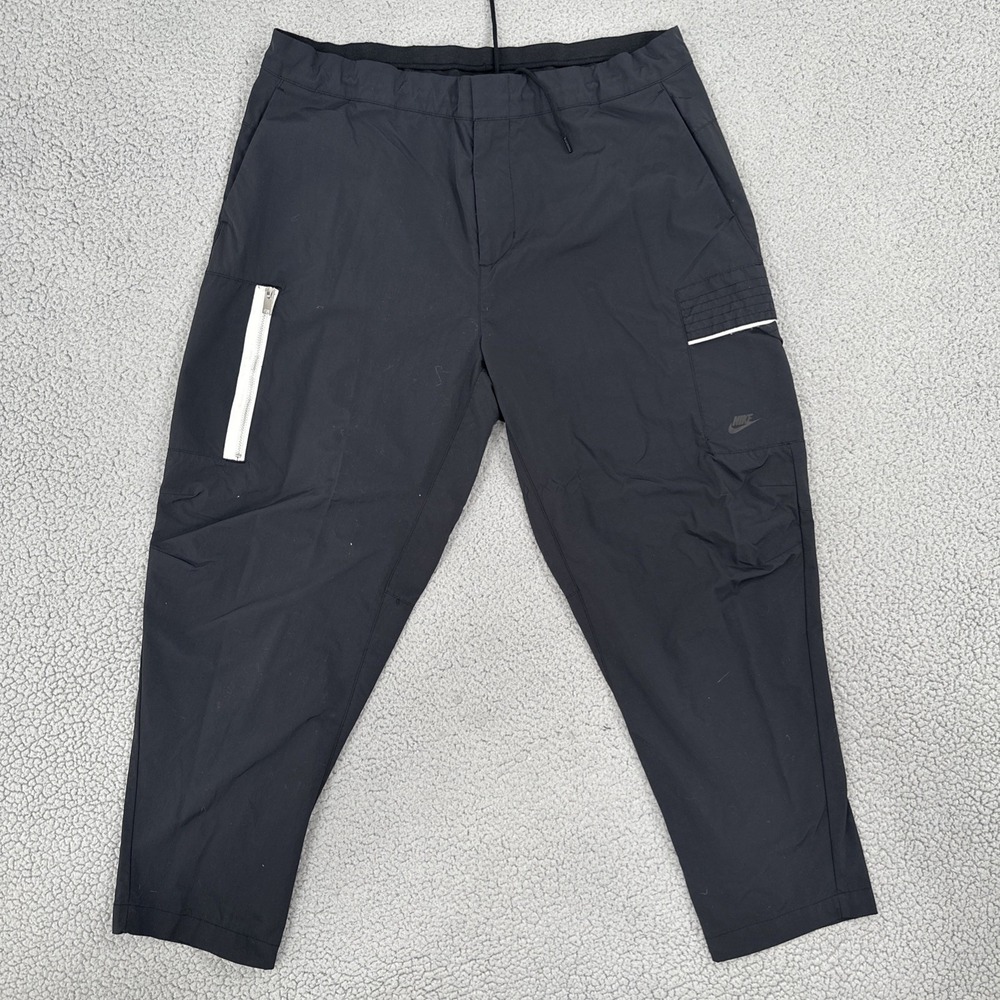 Nike Black Cargo Pants with White Zip Detail